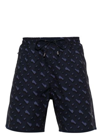 BOSS geometric-print swim shorts - Blue