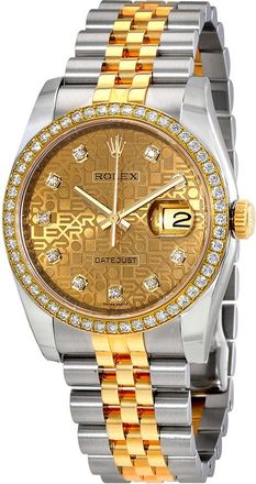 Rolex Pre-owned Rolex Oyster Perpetual Datejust 36 Champagne Dial Stainless Steel & 18K Yellow Gold Jubilee Bracelet Automatic Watch 116243CDJ