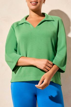 Tribal 3/4 Sleeve Henley Top In Jungle