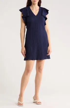 Sandra Darren V-Neck A-Line Dress in Navy at Nordstrom Rack, Size X-Large