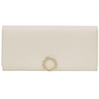 Bulgari White Leather Long Wallet (Bi-Fold) (Pre-Owned)