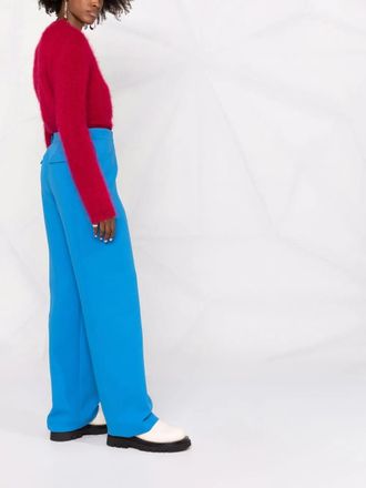 Ferragamo High-Waisted Straight-Leg Trousers - Blue
