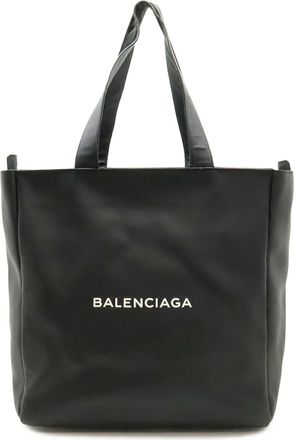 Balenciaga Black Leather Shoulder Bag Tote Bag (Pre-Owned)