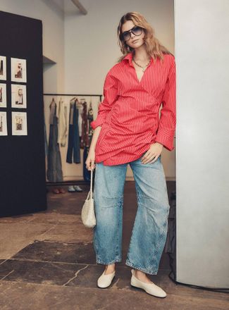 Free People Womens Good Luck loose barrel jean