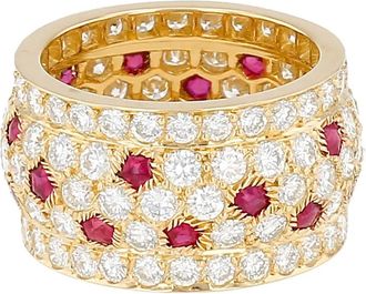 Cartier Anello Nigeria in oro giallo 18kt con diamanti e rubini anni 80