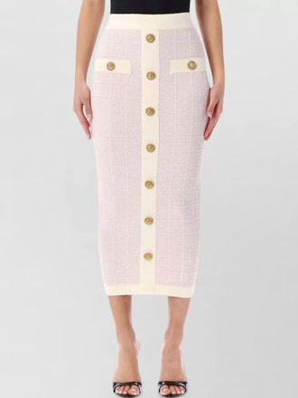 Balmain tweed skirt high waist gold tone buttons