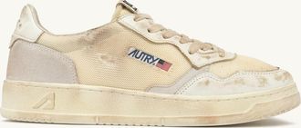 Autry SNEAKERS MEDALIST LOW SUPER VINTAGE IN PELLE E MESH AVORIO E BIANCO