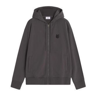 Maison Kitsun&eacute; Zip-throughs, male, Gray, Size: M Felpa con cappuccio