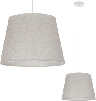 OEM L&aacute;mpara Colgante, Cono De Lino, Blanco, 1 Plano, Pantalla Beige Claro, L01 38cm