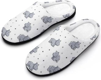 Generic Hippo Print Mens Slippers Comfortable And Non-slip Cotton Slipper Shoe for House