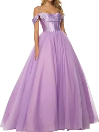 Sherri Hill Off The Shoulder Ballgown In Lilac