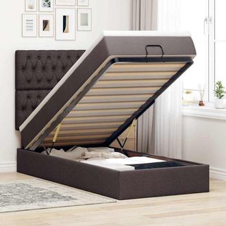 vidaXL Estructura Cama Otomana Colch&oacute;n Tela Marr&oacute;n Oscuro 80x200cm Vidaxl