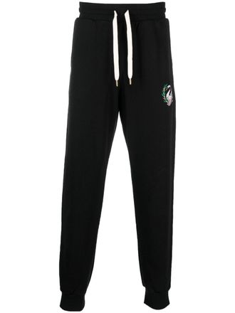 Casablanca logo-embroidered organic cotton track pants - Black