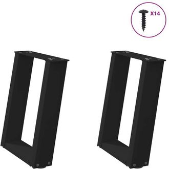 vidaXL Patas Para Mesa De Centro En Forma De U (2 Unidades), Color Negro, 38 X (42-43) Cm, Acero Vidaxl
