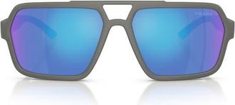 Prada 59mm Pilot Sunglasses in Grey Silver /Green Blue at Nordstrom