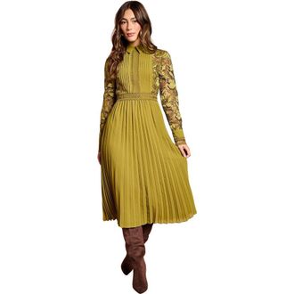 Coast Long Sleeve Midi Shirt Dress in Olive at Nordstrom, Size 4