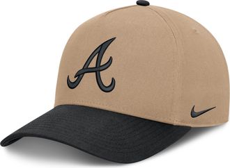 Nike Atlanta Braves Rise Nike Mens MLB A-Frame Trucker Adjustable Hat in Brown | NB1D0A3UAW-TZD