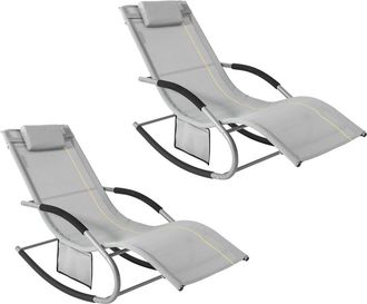 SoBuy 2x muebles de jardin mecedora silla tumbona de exterior reclinable