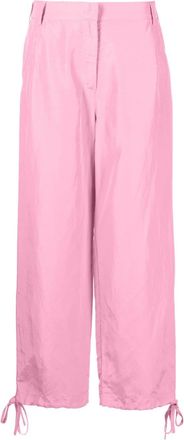Msgm drawstrings parachute trousers - women - Linen/Flax/Polyester/Viscose - 40 - Pink
