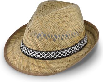 Fiebig Straw Harvester Hat (Sun Protection) for Men and Women | Trilby-Style Sun hat | Straw hat for Summer on The Beach or on Holiday | Various Sizes | Natu