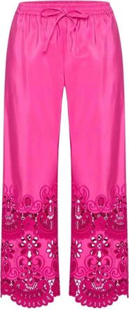 Valentino Garavani Pantalone - Dames - Wijde Broeken - Roze - L - Broeken