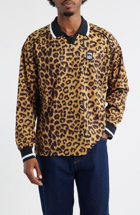 Obey Leopard Print Johnny Collar Soccer Jersey in Leopard Multi at Nordstrom, Size X-Large