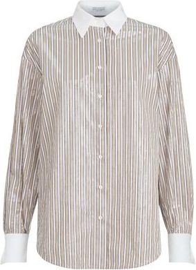 Brunello Cucinelli Dazzling stripes shirt in Beige at Nordstrom, Size Medium Eu