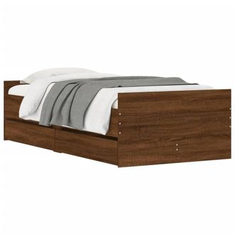 Berkfield Home Modern Bed Frame with Drawers Brown Oak 90x190 cm Single