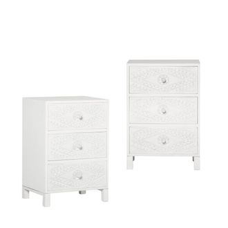 Klast Pack 2 mesitas de noche efecto madera blanco decapado 45 x 66 cm