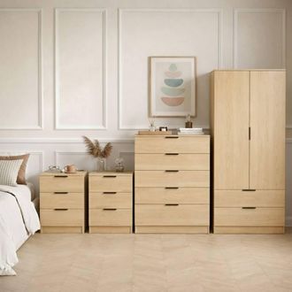 Home Discount Vida Designs Trega 3Pc Bedroom Set(3Dr Bedsidex2, 5Dr Chest, Wardrobe) in Brown