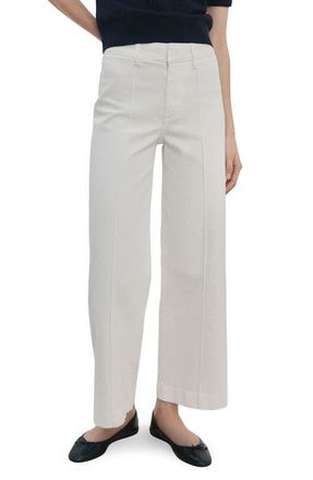 Mango Seamed High Waist Wide Leg Jeans in White at Nordstrom, Size 12
