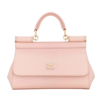 Dolce & Gabbana Handbags, female, Pink, Size: ONE SIZE Sicily Mini Top-Handle Bag in Dauphine Leather