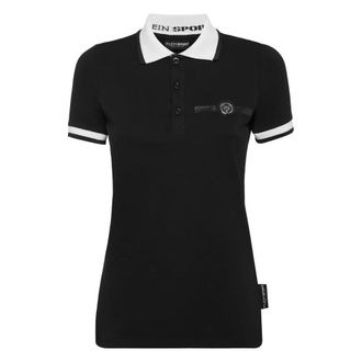 Plein Sport Tops, Dames, Zwart, M, Katoen, Polo Shirt Basic