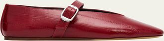 Le Monde Beryl Stella Eel-Embossed Leather Mary Jane Ballerina Flats