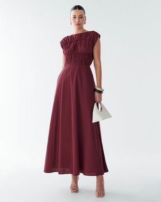 BWLDR Eden Maxi Dress in Burgundy at Nordstrom, Size 8