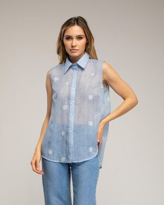 Tantra Semitransparante mouwloze blouse met bloemen