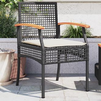 vidaXL Sillas De Jard&iacute;n Con Coj&iacute;n 2 Uds Rat&aacute;n Pe Negro Y Madera Acacia Vidaxl
