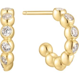 Ania Haie Cubic Zirconia Bezel Huggie Hoop Earrings in Shiny Gold at Nordstrom