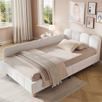 Merax Boucle 3ft Single Corner Daybed with Flexible Layout & Storage Pockets in White