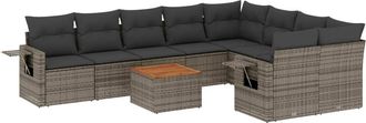vidaXL Set De Sof&aacute;s De Jard&iacute;n 10 Pzas Con Cojines Rat&aacute;n Sint&eacute;tico Gris Vidaxl