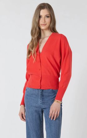 Dex Clothing V-Neck Soft Knit Cardigan In Coral Crush
