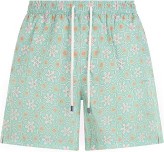 Fedeli Zwemshorts met bloemenprint - Heren - Strandmode - Groen - M - Polyester - Badmode