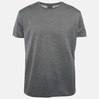 Emporio Armani Grey Striped Jersey Crewneck T-Shirt