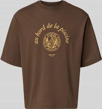 Selected Relaxed Fit T-Shirt aus reiner Baumwolle Modell BOXYNORMAN GRAPHIC in Dunkelbraun, Gr&ouml;&szlig;e XXL