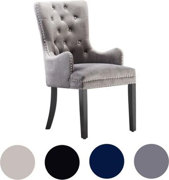 Life Interiors Life Interiors - Singola sedia da pranzo Windsor lux Velvet imbottita con braccioli per sala da pranzo cucina - Grigio scuro