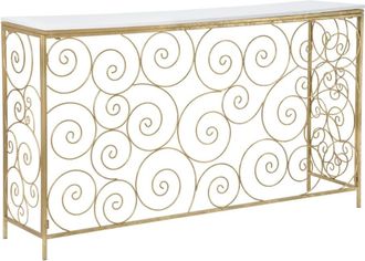 Mauro Ferretti Consola de metal dorada con tablero de mármol cm 140x36x82
