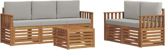 vidaXL Conjunto De Sof&aacute;s De Exterior 6 Uds. Natural Y Gris Claro Vidaxl