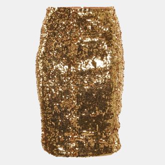 Alice & Olivia Alice + Olivia Gold Sequin Ramos Pencil Skirt