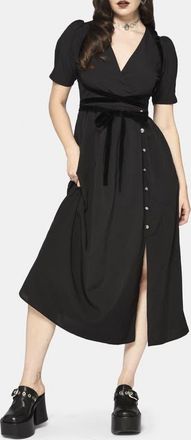 Disturbia Brae Wrap Centipede Button Midi Dress in Black at Nordstrom, Size 10
