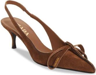 Prada Exposed Seam Kitten Heel Slingback Pump in Cacao at Nordstrom, Size 8.5Us